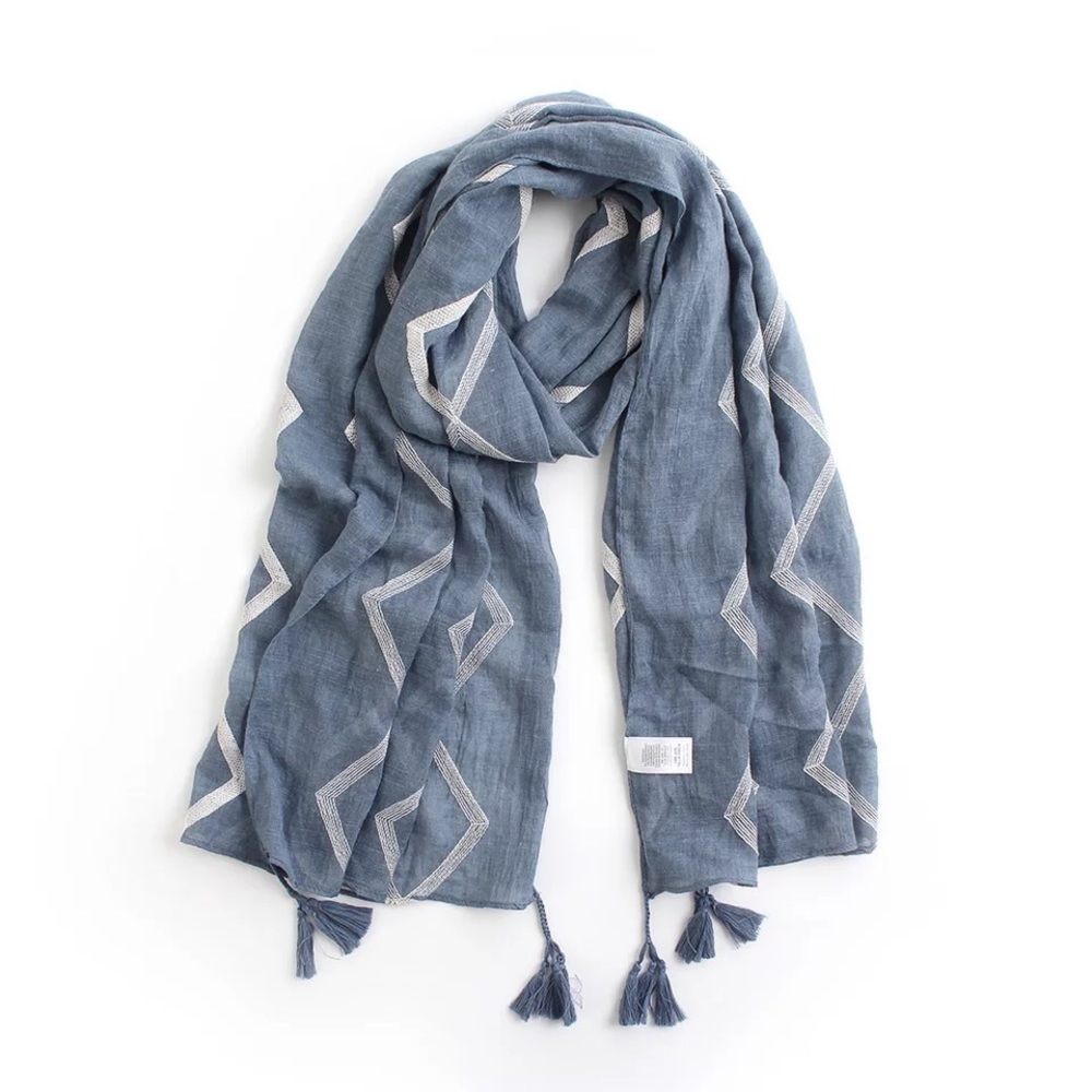 Chevron Zigzag Embroidery Scarf